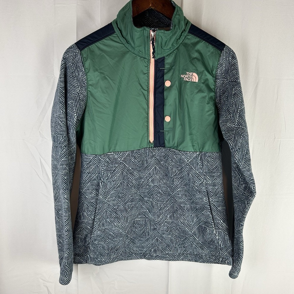 The North Face Green & Navy Patterned Pullover Jacket
